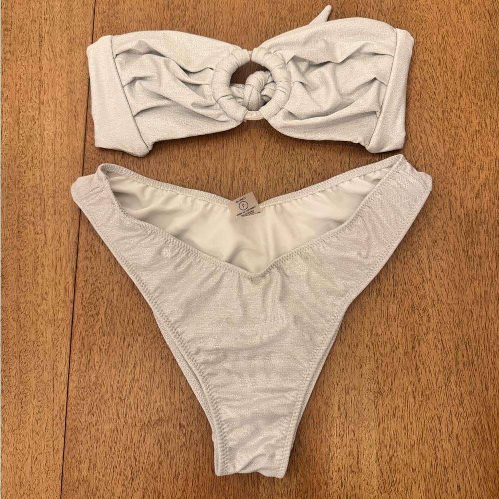 Montce shimmer silver bikini set - like new